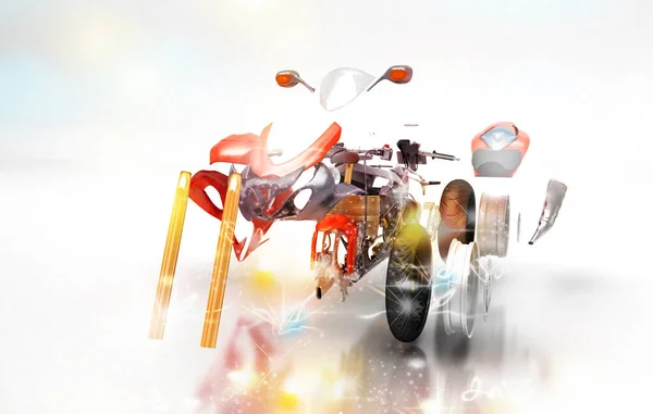 Motorrad Auf Weißem Hintergrund — Stockfoto