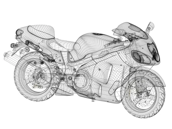 Renderização Uma Motocicleta Sobre Fundo Branco — Fotografia de Stock