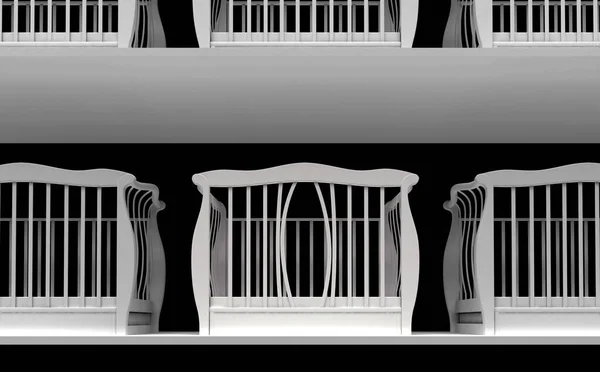 幾何学的な彫刻および幾何学的なガラス ラインが付いている抽象的な建築の内部 Dイラストとレンダリング — ストック写真