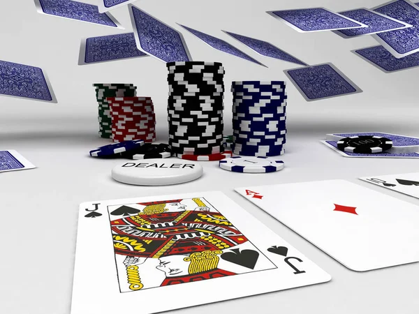 ポーカーチップとカード — ストック写真
