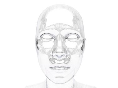 İnsan yüzünün soyut 3 boyutlu çizimi 