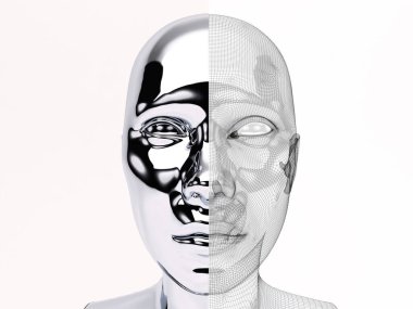 İnsan yüzünün soyut 3 boyutlu çizimi 