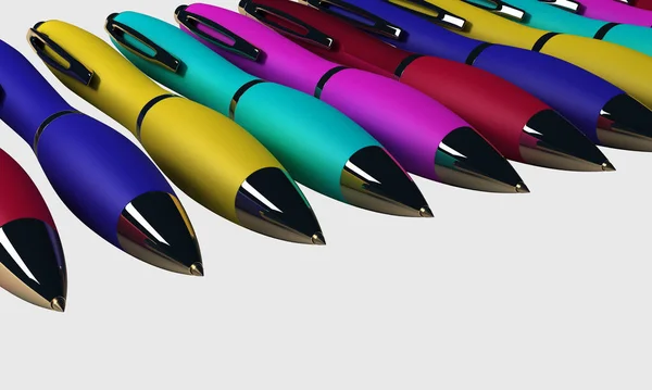 Creioane Colorate Fundal Alb — Fotografie, imagine de stoc