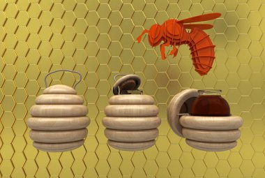 3 d 'lik kırmızı arı çizimi