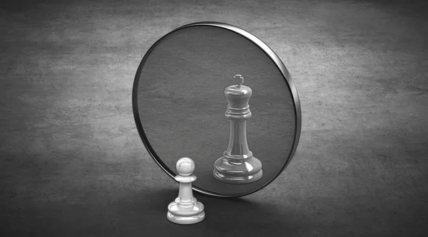 Zrcadlo Šachovými Figurkami Stock Obrázky