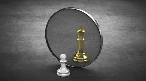Zrcadlo Šachovými Figurkami Stock Snímky
