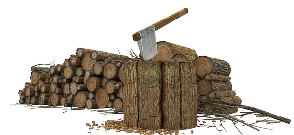 Firewood Log Isolated White Background — Stock Photo, Image