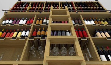 Bir şarap dükkanının 3 boyutlu resmi