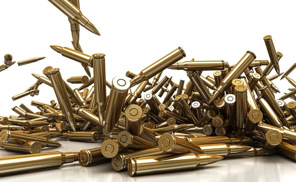 Yerde bir sürü kurşun var, beyazda izole edilmiş.