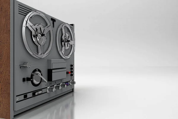 様式化されたヴィンテージテープリールテープレコーダー 3Dレンダリング — ストック写真