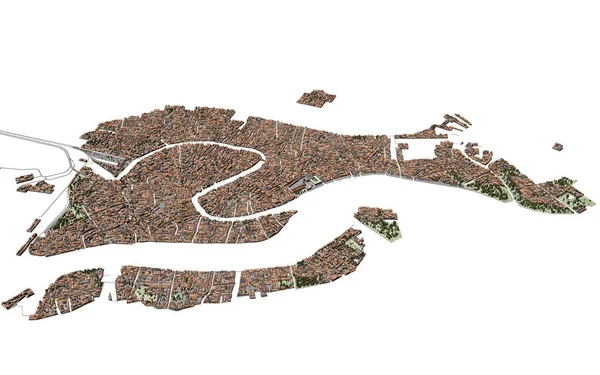 Tredimensionell Topografisk Visualisering Venediglagunen Rendering — Stockfoto