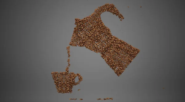 Kahve Çekirdekleri Beyaz Arka Planda Bir Fincan Çay — Stok fotoğraf