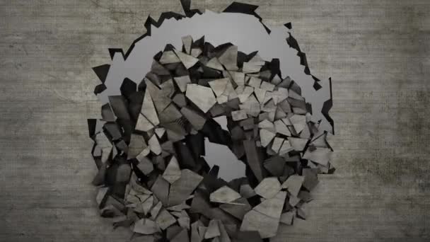 壁を破片で破り3Dレンダリング — ストック動画