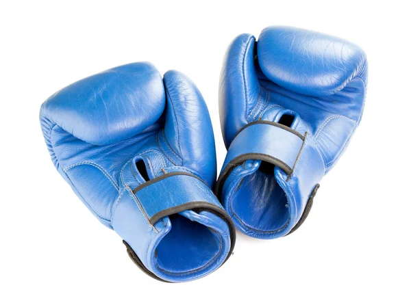 Blaue Boxhandschuhe Isoliert Auf Weißem Hintergrund — Stockfoto