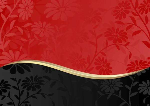 Siyah Kırmızı Çiçek Arkaplanı — Stok Vektör