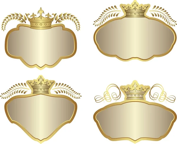 Set Golden Frames Crown — Stock Vector
