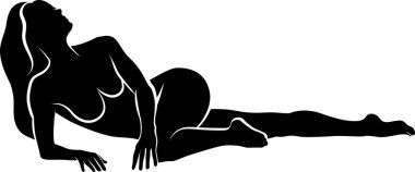 lying woman silhouette - vector illustration