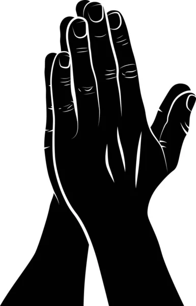 Praying Hands Silhouette Line Art Illustration — Stock Vector