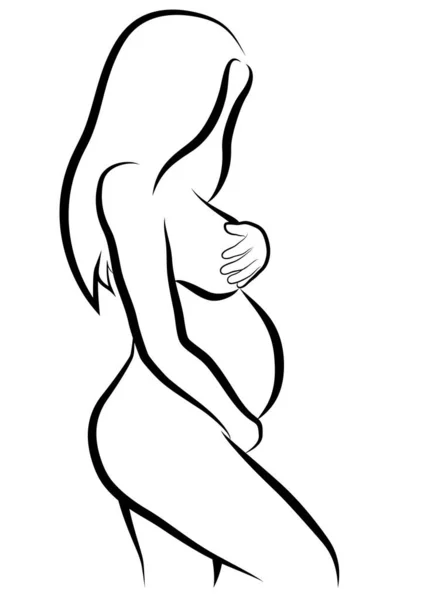 妊娠中の女性のスケッチ ベクトル図 — ストックベクタ