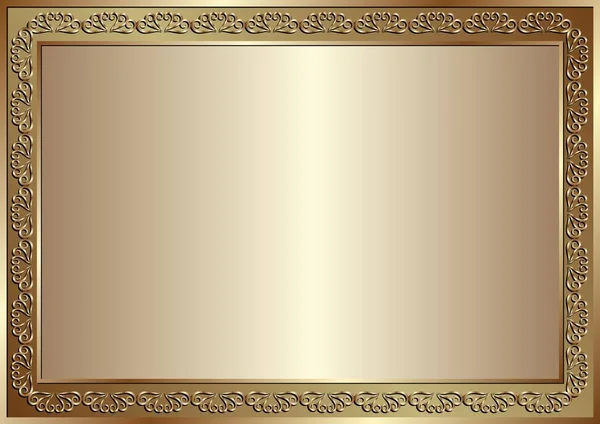 Zlatý Rám Dekorativním Okrajem — Stockový vektor