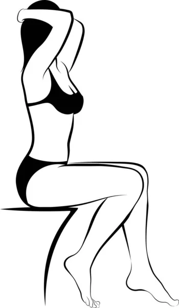 Donna Bikini Che Tocca Testa — Vettoriale Stock