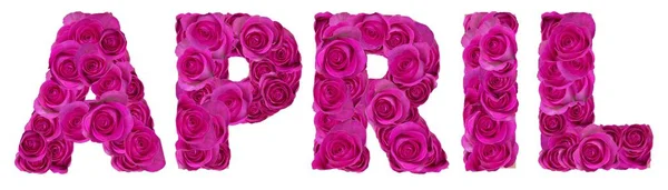 Palabra Abril Con Flores Rosa — Foto de Stock