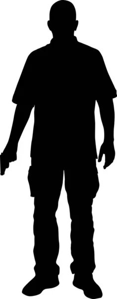 Silhouette Homme Avec Pistolet — Image vectorielle