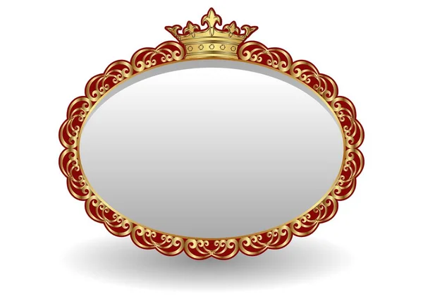 Golden Frame Crown White Background — Stock Vector