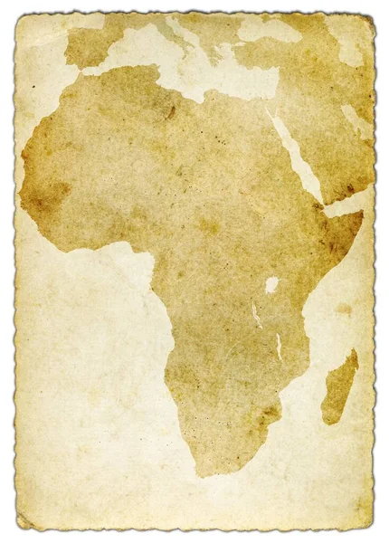 Old Yellowed Map Africa — Stock Photo, Image