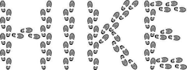 Word Hike Shape Footprints — Stock Vector