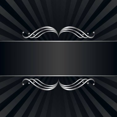 siyah arkaplan gümüş süsleme ve kopyalama alanı