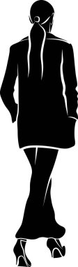 Moda kadınları silueti. Vektör tek renkli illüstrasyon