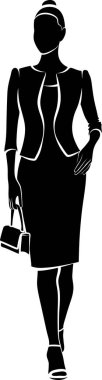 Çantalı Kadın 'ın Silueti. Vektör illüstrasyonu