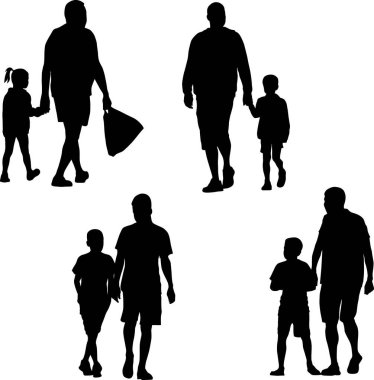 Siluetler çocuklu adama gidiyor