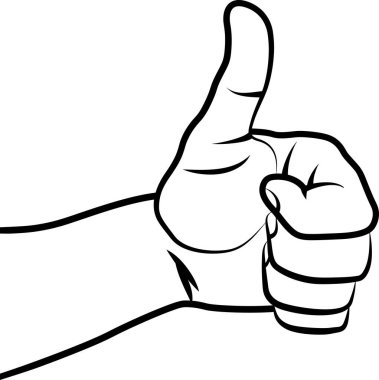 Baş parmakları gösteren el - çizgi çizimi