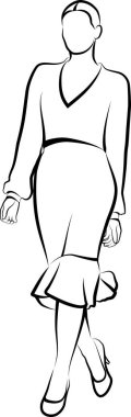 Elbiseli Kadın 'ın çizimi. Vektör illüstrasyonu