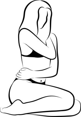 Sketch Oturan Kadın - vektör çizimi