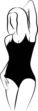 Vücut kıyafetli bir Ayakta Duran Kadın Çizgisi