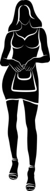 Çantalı Kadın 'ın Silueti. Vektör illüstrasyonu