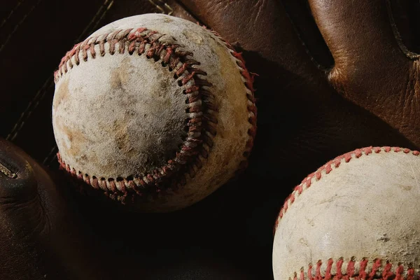 Бейсбольний Банерний Фон Старими Кульками Крупним Планом Копіювати Простір Спорту — стокове фото