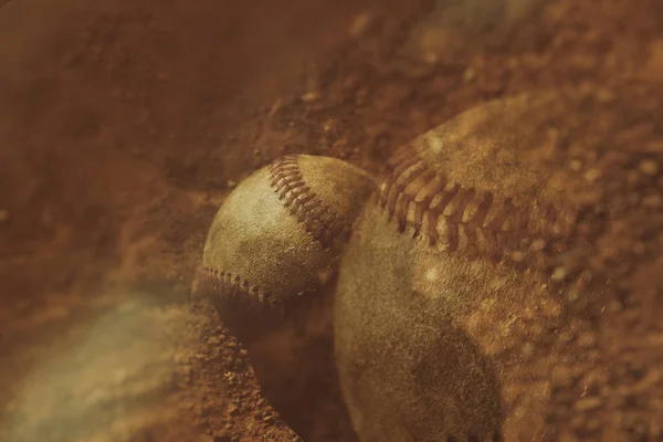 Stary Grunge Baseball Podwójna Ekspozycja Sztuka Tło Miejsca Kopiowania Dla — Zdjęcie stockowe