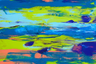 Yaratıcı renkli fırça darbeleri ve arkaplan dokusuyla soyut akrilik boya sanatı.