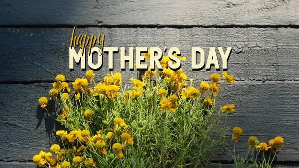 Feliz Cartão Saudação Dia Das Mães Com Flores Amarelas Fundo Imagem De Stock