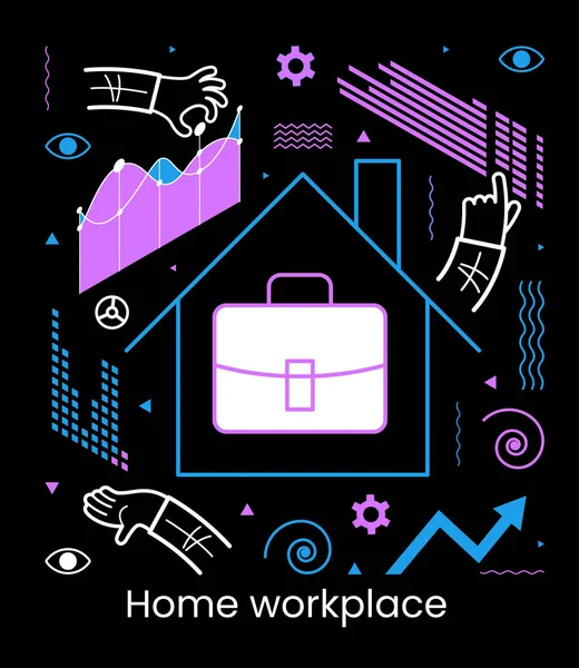 Effective Online Business Hybrid Team Work Home Office Flexible Workspace — Vector de stock