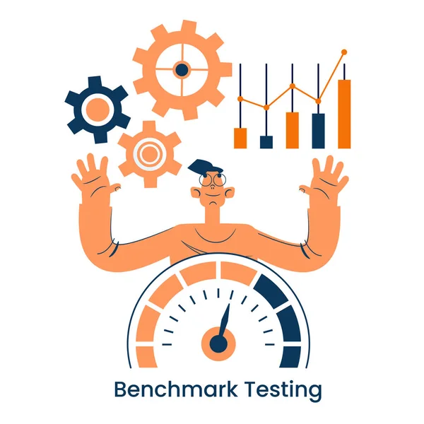 Concepto Benchmarking Análisis Del Funcionamiento Efectivo Empresa Idea Desarrollo Mejora — Vector de stock