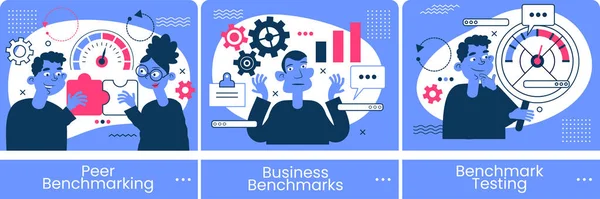 Benchmarking Koncepció Vállalkozás Hatékony Működésének Elemzése Üzleti Fejlődés Fejlesztés Gondolata Stock Illusztrációk