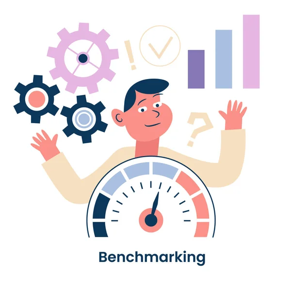 Benchmarking Koncepció Vállalkozás Hatékony Működésének Elemzése Üzleti Fejlődés Fejlesztés Gondolata Stock Illusztrációk