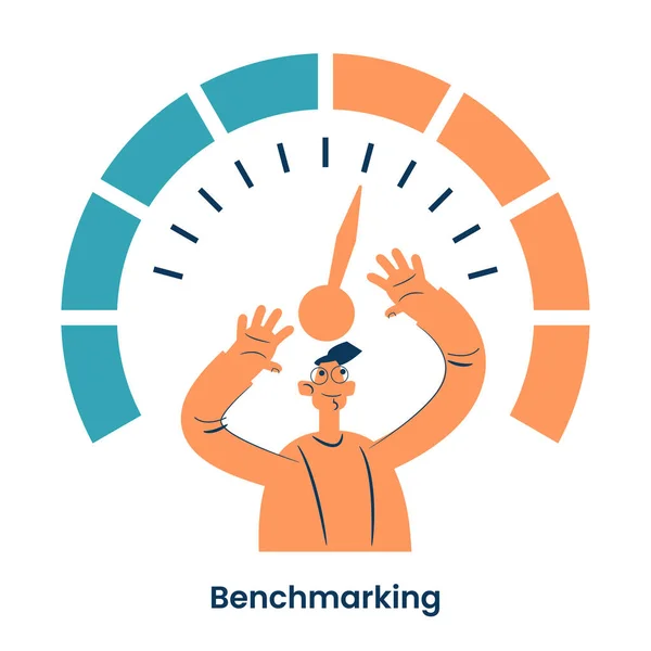 Benchmarking Koncepció Vállalkozás Hatékony Működésének Elemzése Üzleti Fejlődés Fejlesztés Gondolata Vektor Grafikák