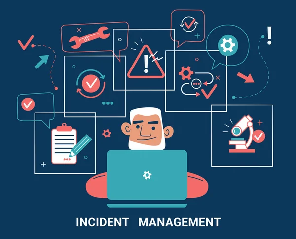 Процесс Управления Инцидентами Бизнес Технологии Recident Management Banner Web Icon — стоковый вектор