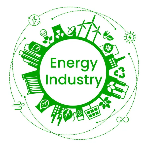 Industria Energetica Energia Pulita Alternativa Passaggio Concetto Mondiale Rispettoso Dell Illustrazione Stock